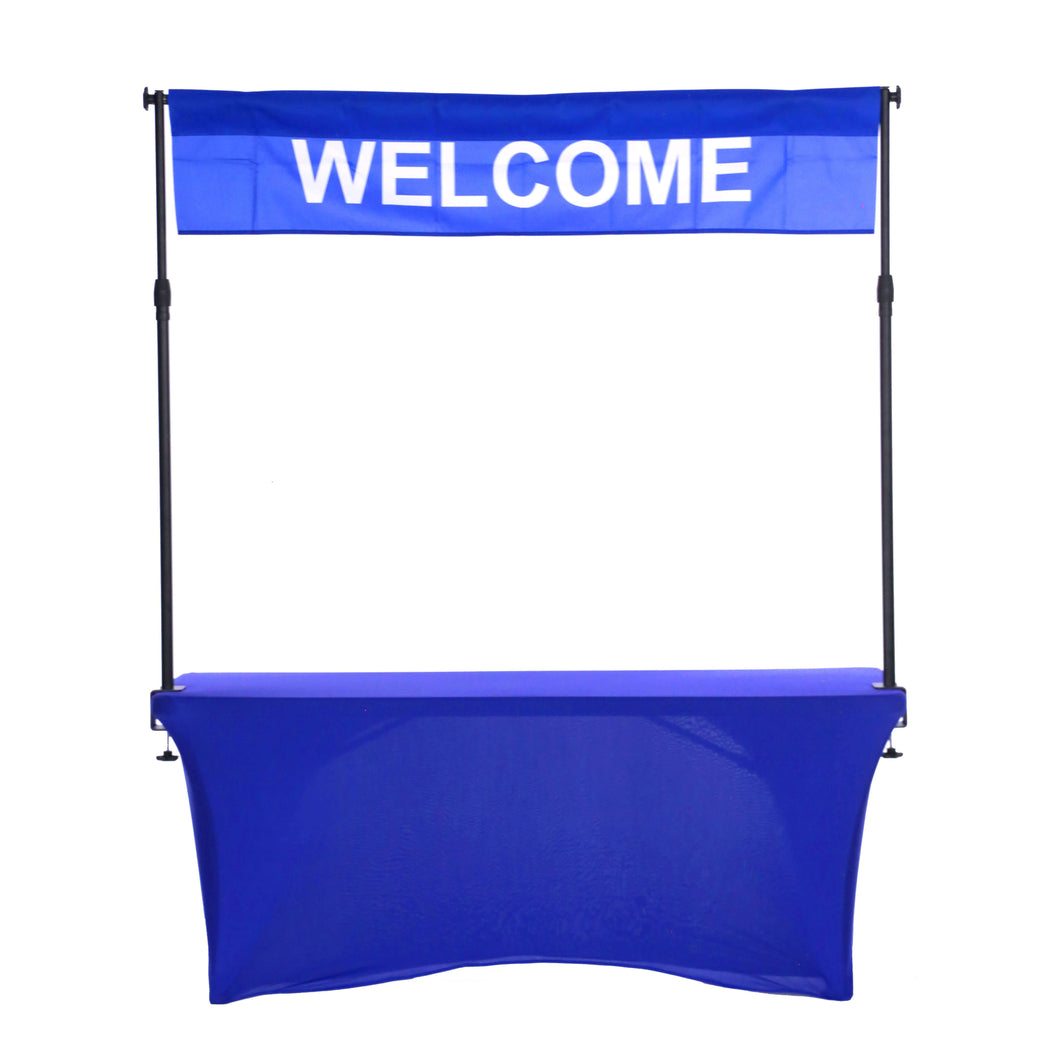 Welcome table banner over table